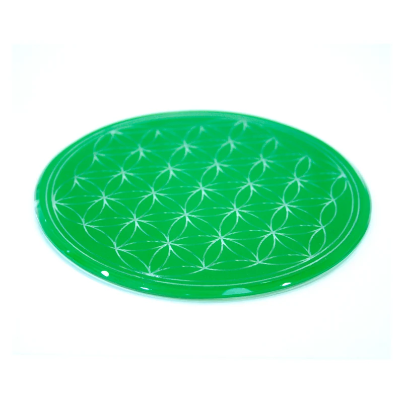 Lebensblume Glasuntersetzer 12,5 cm grün