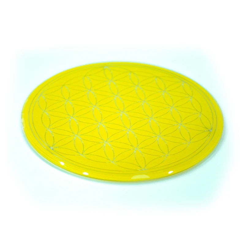 Lebensblume Glasuntersetzer 12,5 cm gelb