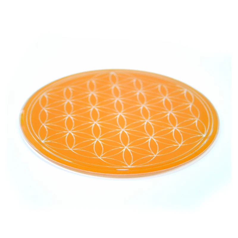 Lebensblume Glasuntersetzer 12,5 cm orange