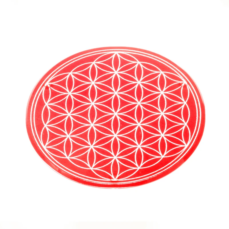 Lebensblume Glasuntersetzer 12,5 cm rot