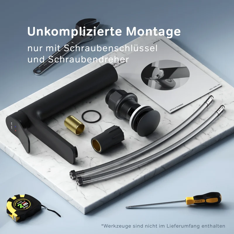 Hohe Waschtischarmatur X-Joy mit Klick-Ablaufgarnitur, Schwarz – FXA92222