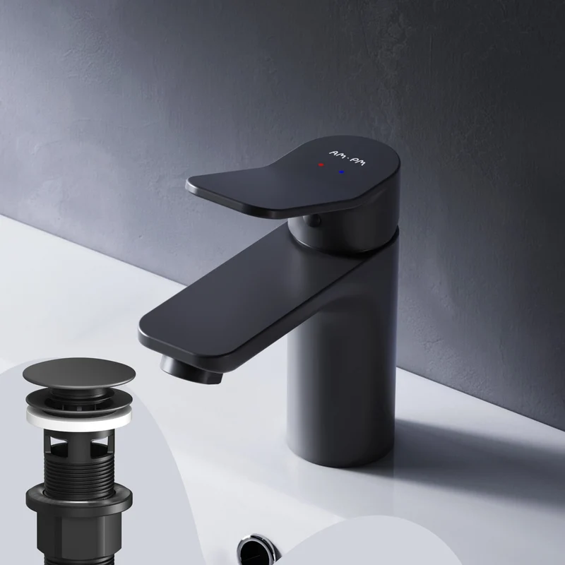 Waschtischarmatur X-Joy mit Klick-Ablaufgarnitur, Schwarz – FXA82122