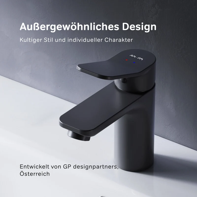Waschtischarmatur X-Joy mit Klick-Ablaufgarnitur, Schwarz – FXA82122