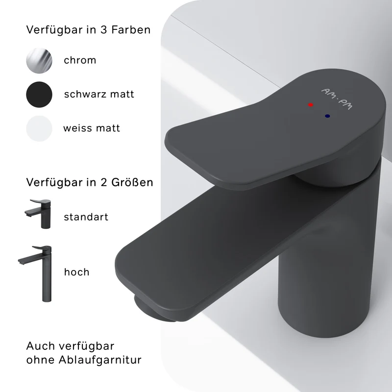 Waschtischarmatur X-Joy mit Klick-Ablaufgarnitur, Schwarz – FXA82122