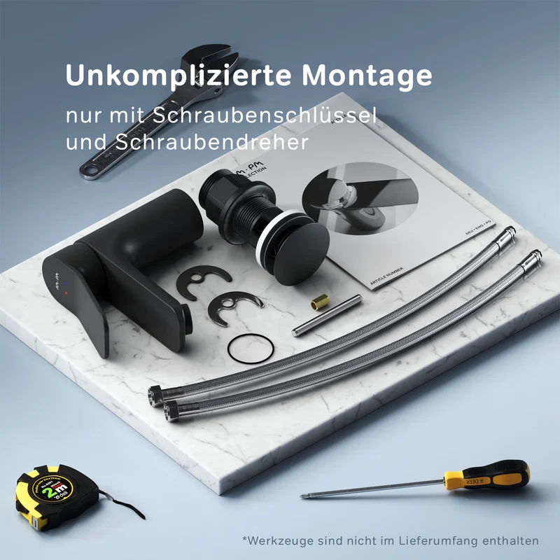 Waschtischarmatur X-Joy mit Klick-Ablaufgarnitur, Schwarz – FXA82122