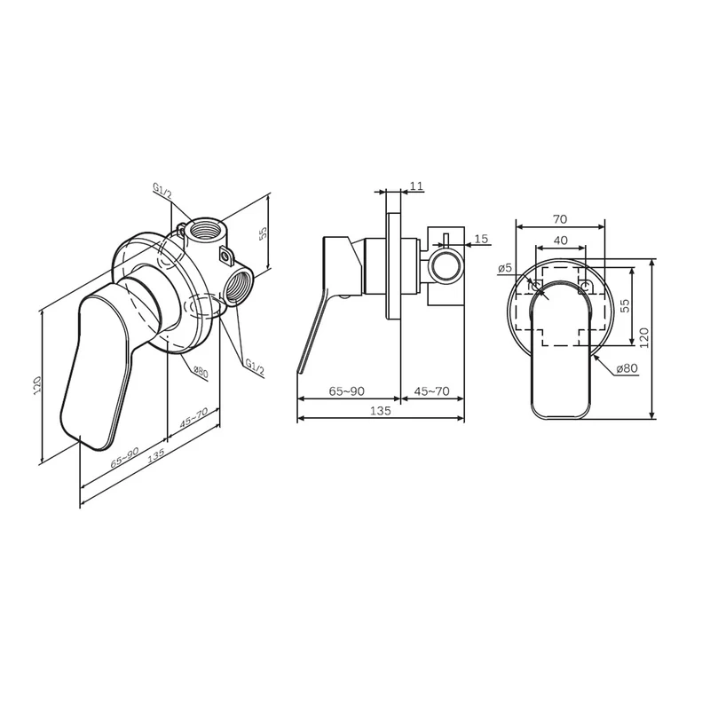 Unterputz-Duscharmatur X-Joy, Schwarz – FXA65022
