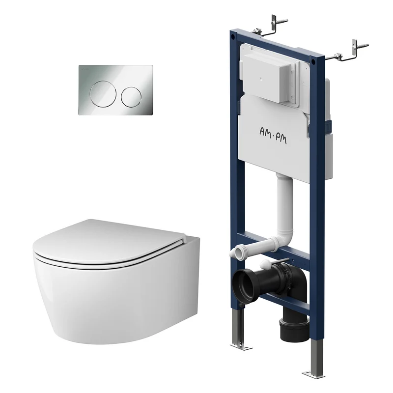 WC-Komplettset X-Joy S mit Vorwandelement und Betätigungsplatte in Chrom – IIS90151.XB1700