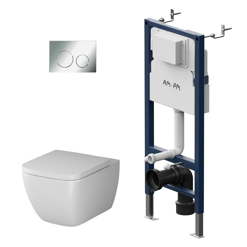 WC-Komplettset Gem mit Vorwandelement und Betätigungsplatte in Chrom – IIS90151.GA1700