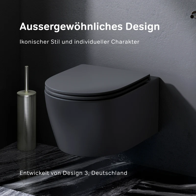 Wand-WC X-Joy S FlashClean spülrandlos mit WC-Sitz, Schwarz – CXB1700MBSC
