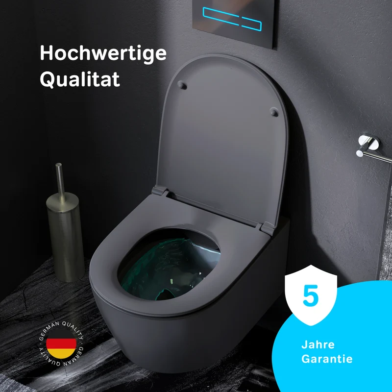Wand-WC X-Joy S FlashClean spülrandlos mit WC-Sitz, Schwarz – CXB1700MBSC