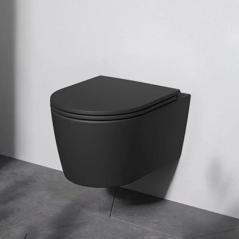 Wand-WC Func FlashClean spülrandlos mit WC-Sitz, Schwarz – CFA1700MBSC