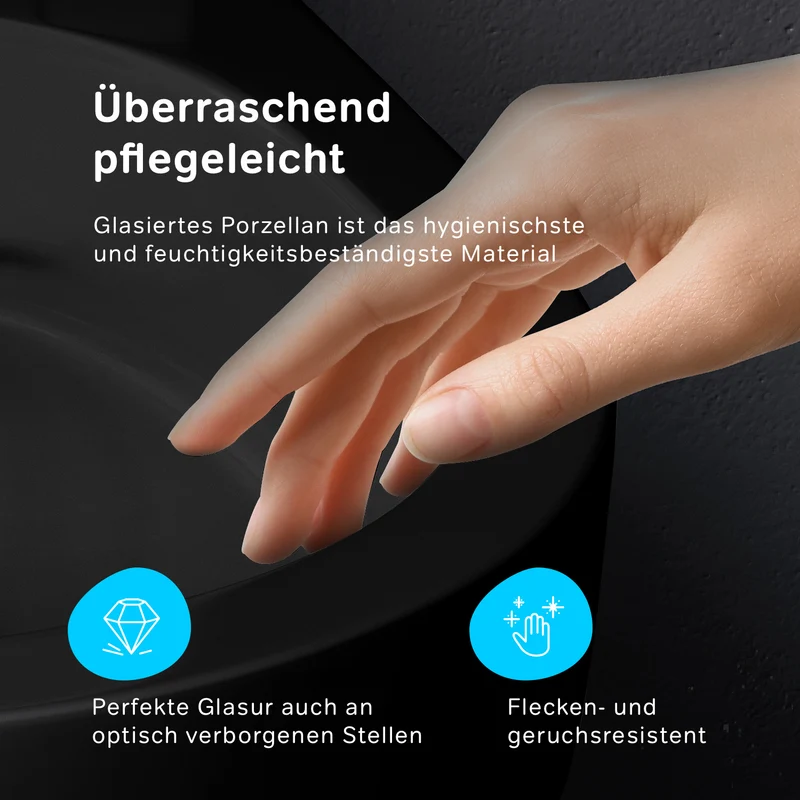 Wand-WC Func FlashClean spülrandlos mit WC-Sitz, Schwarz – CFA1700MBSC