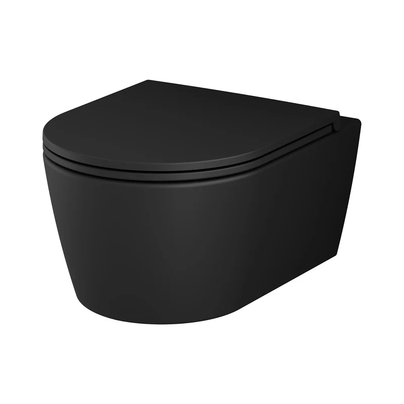 Wand-WC Func FlashClean spülrandlos mit WC-Sitz, Schwarz – CFA1700MBSC
