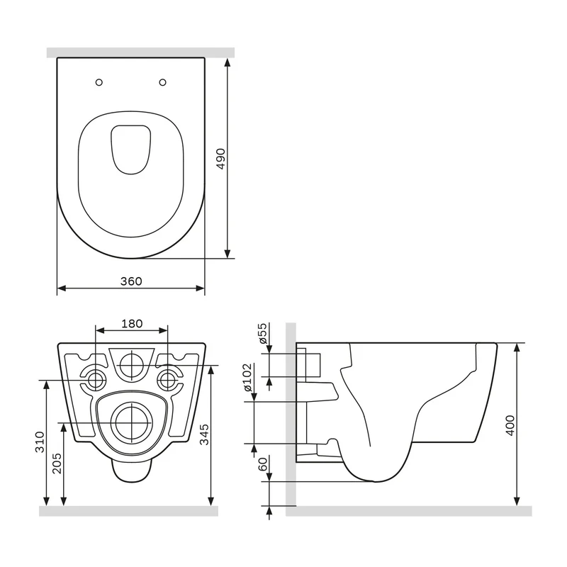 Wand-WC Func FlashClean spülrandlos mit WC-Sitz – CFA1700SC