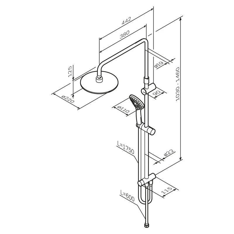 Duschsystem Gem mit Regendusche – F0790000