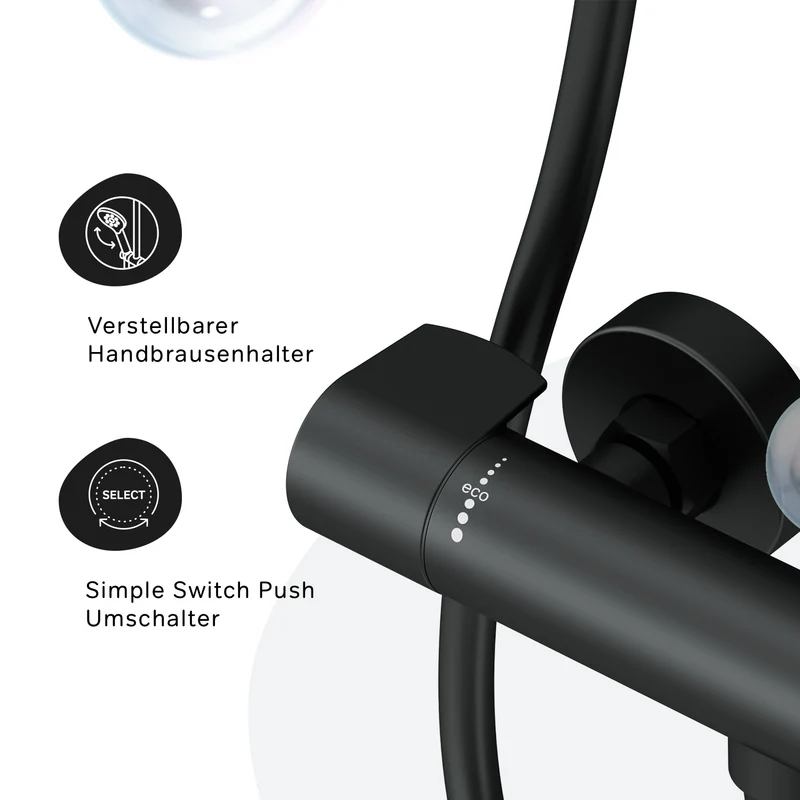 Armaturen-Set X-Joy mit Duschthermostat und Duschset, Schwarz – F428XA46