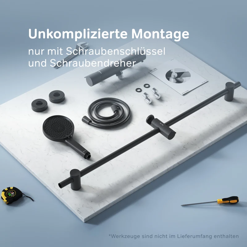 Armaturen-Set X-Joy mit Duschthermostat und Duschset, Schwarz – F428XA46