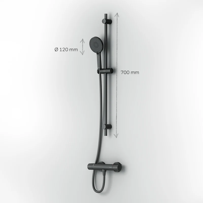 Armaturen-Set X-Joy mit Duschthermostat und Duschset, Schwarz – F428XA46