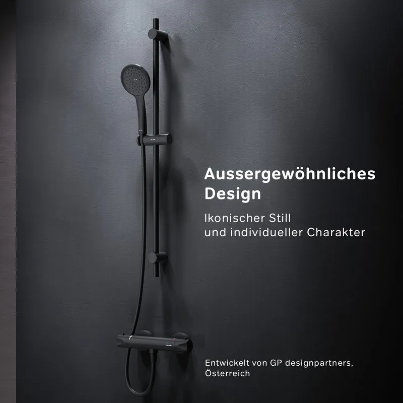 Armaturen-Set Hit mit Duschthermostat und Duschset, Schwarz – F428TA46