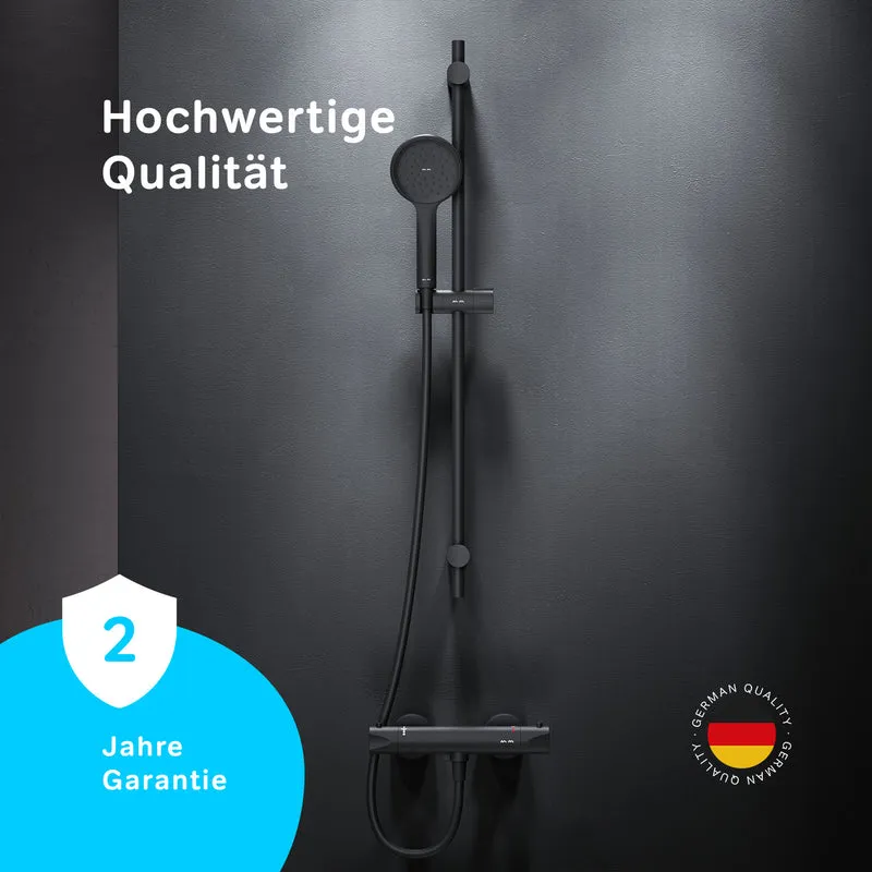 Armaturen-Set Hit mit Duschthermostat und Duschset, Schwarz – F428TA46