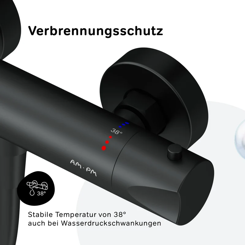 Armaturen-Set Hit mit Duschthermostat und Duschset, Schwarz – F428TA46
