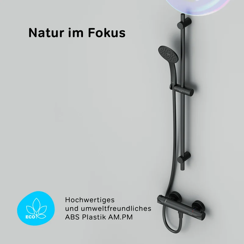 Armaturen-Set Hit mit Duschthermostat und Duschset, Schwarz – F428TA46