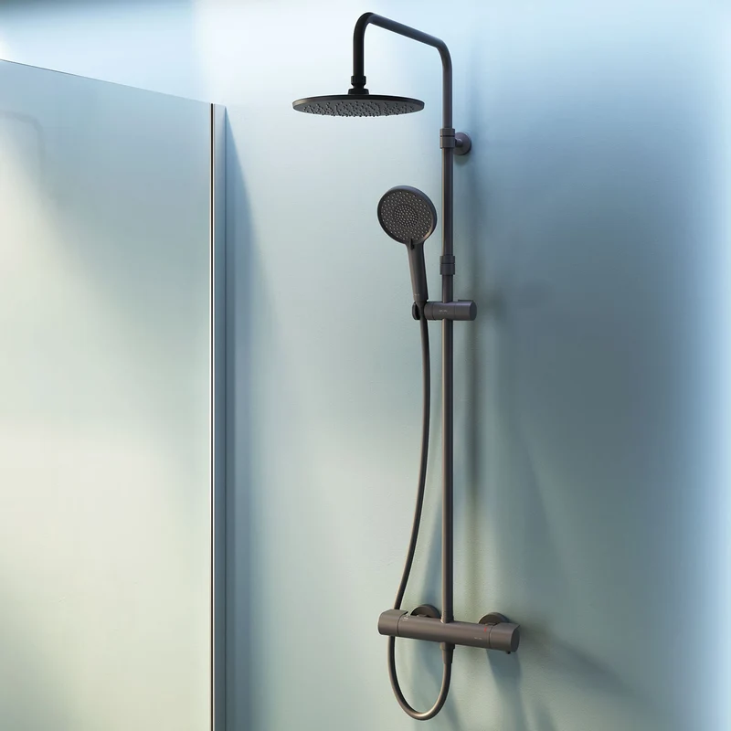 Duschsystem X-Joy mit Thermostat und Regendusche, Schwarz – F07XA422