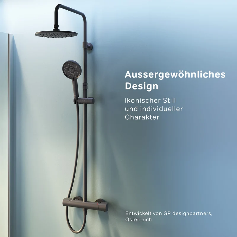 Duschsystem X-Joy mit Thermostat und Regendusche, Schwarz – F07XA422