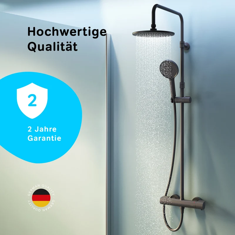 Duschsystem X-Joy mit Thermostat und Regendusche, Schwarz – F07XA422