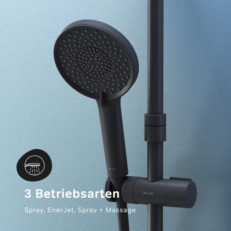 Duschsystem X-Joy mit Thermostat und Regendusche, Schwarz – F07XA422