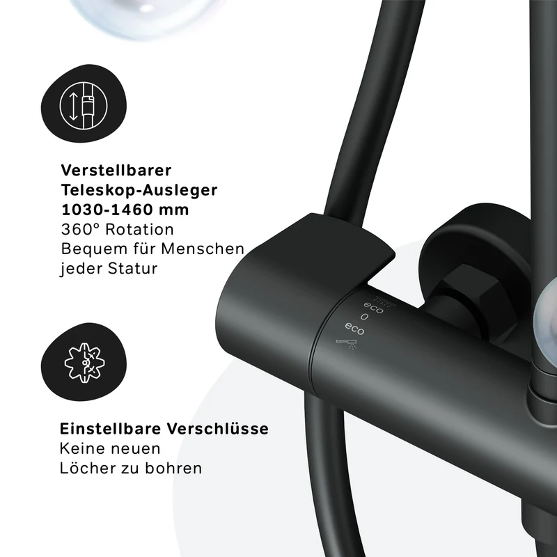 Duschsystem X-Joy mit Thermostat und Regendusche, Schwarz – F07XA422
