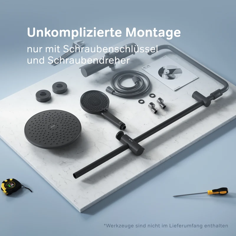 Duschsystem X-Joy mit Thermostat und Regendusche, Schwarz – F07XA422