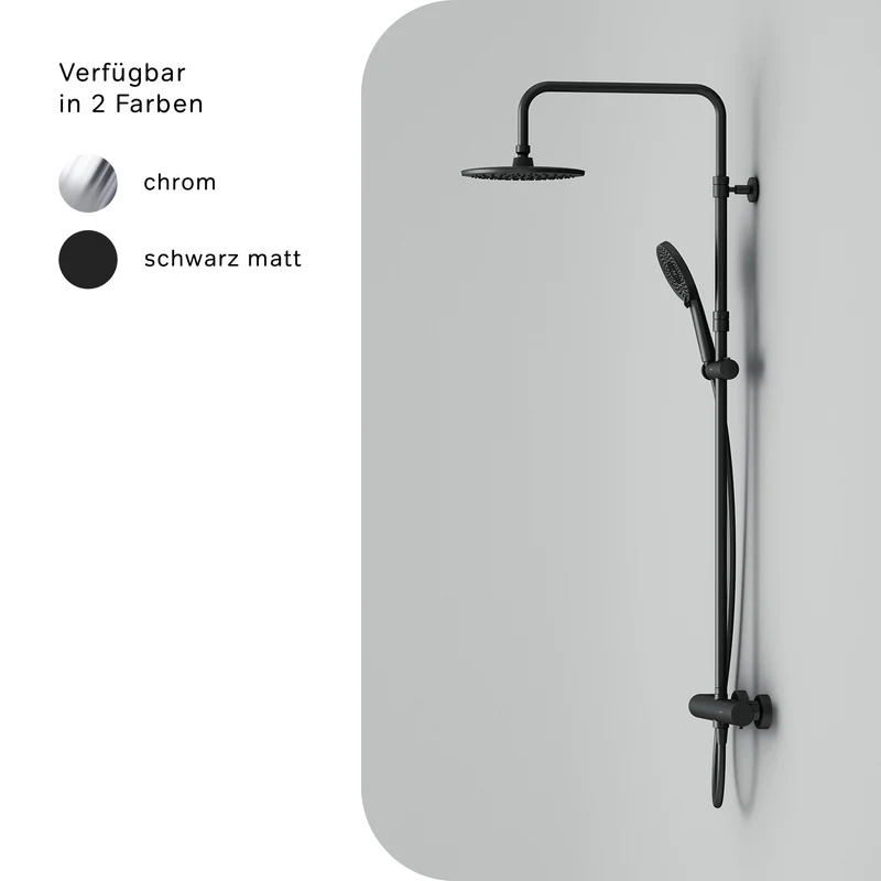 Duschsystem X-Joy mit Thermostat und Regendusche, Schwarz – F07XA422