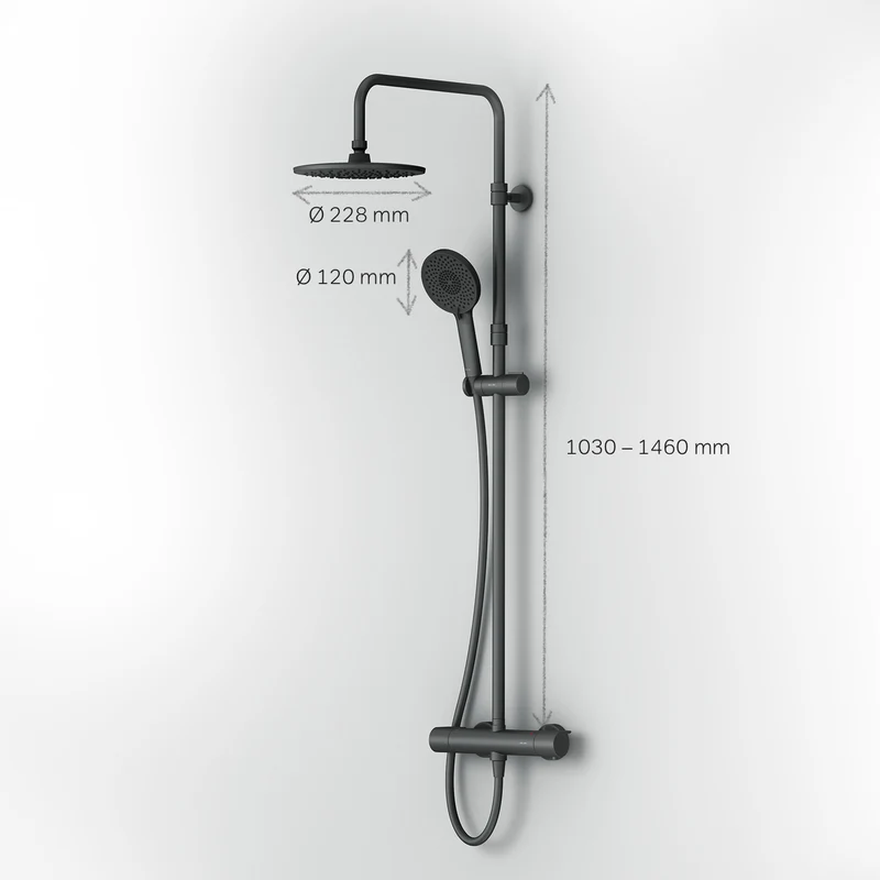 Duschsystem X-Joy mit Thermostat und Regendusche, Schwarz – F07XA422