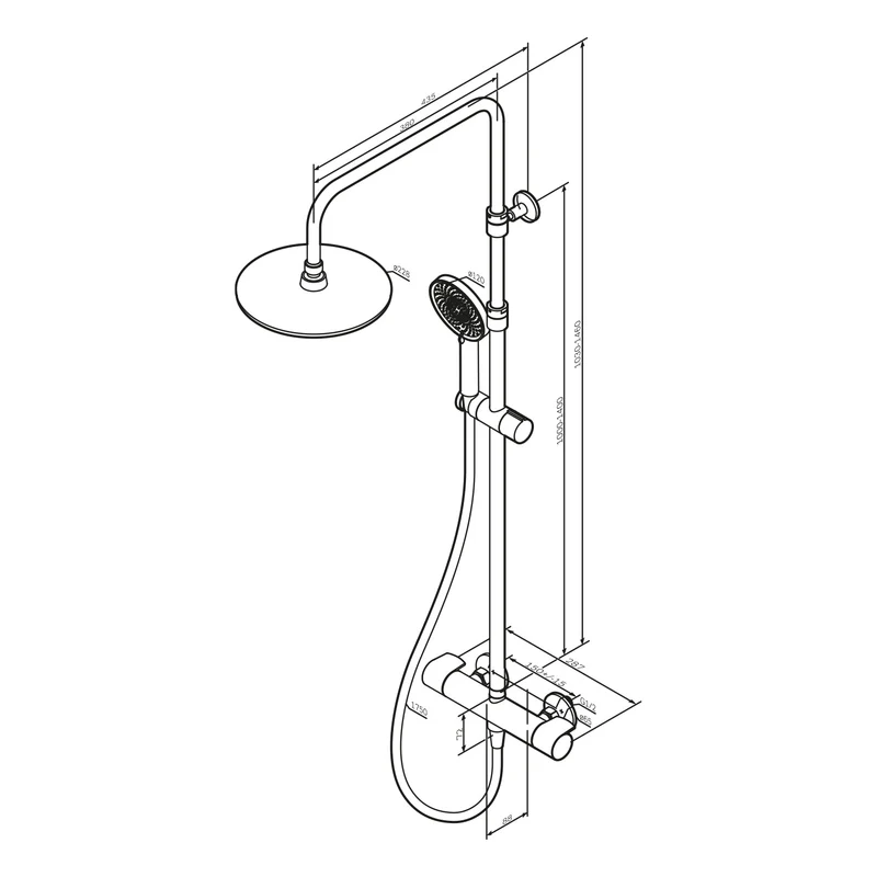 Duschsystem X-Joy mit Thermostat und Regendusche, Schwarz – F07XA422