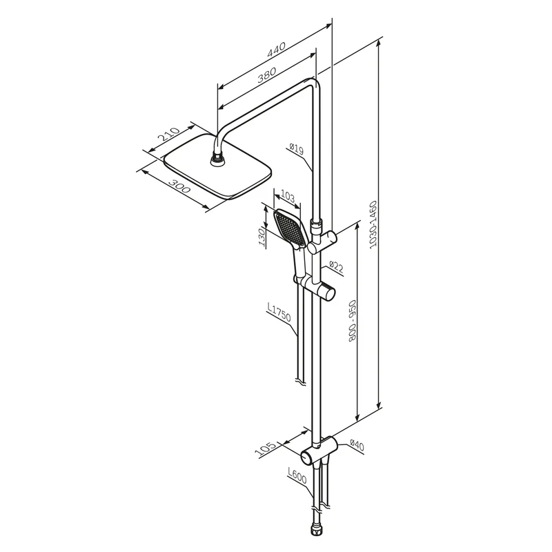 Duschsystem Func mit Regendusche – F07FA000