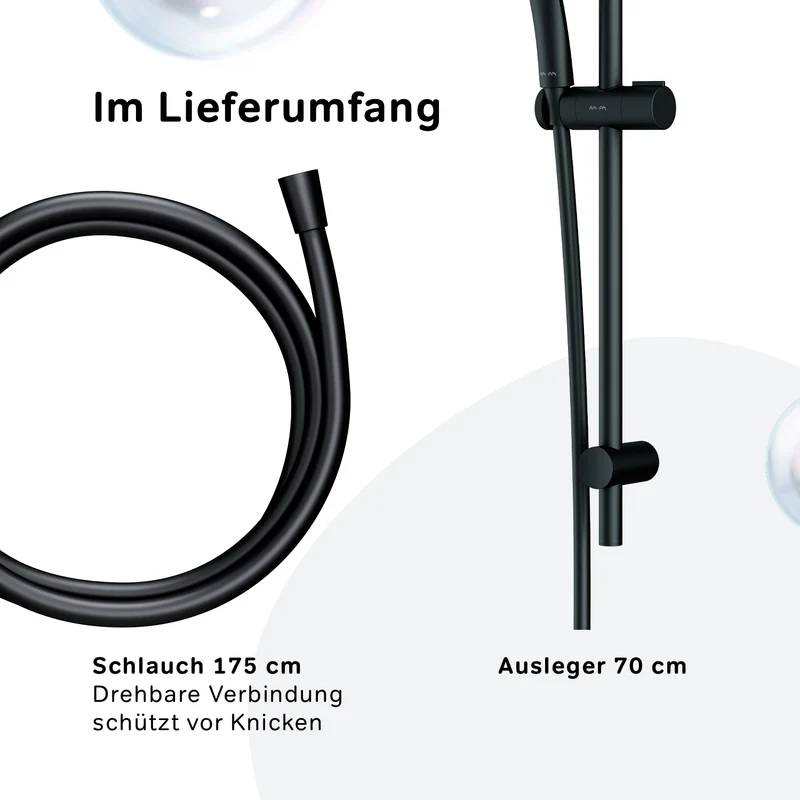 DuschSet Hit Brausegarnitur Stangenbrause-Set, Schwarz – F01TA022