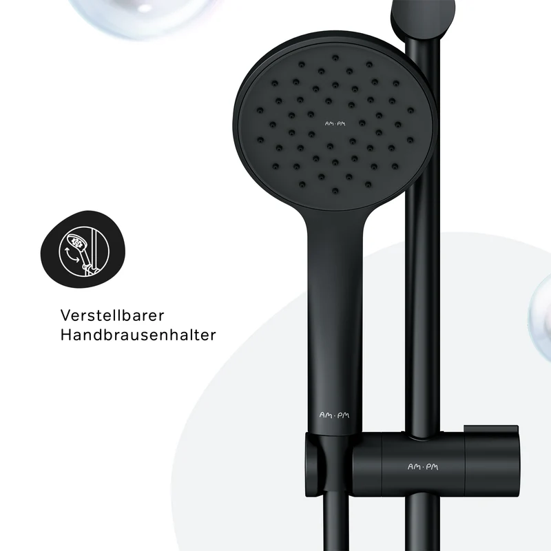 DuschSet Hit Brausegarnitur Stangenbrause-Set, Schwarz – F01TA022
