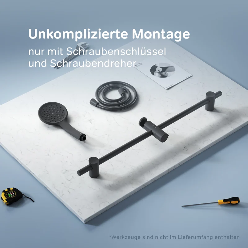 DuschSet Hit Brausegarnitur Stangenbrause-Set, Schwarz – F01TA022