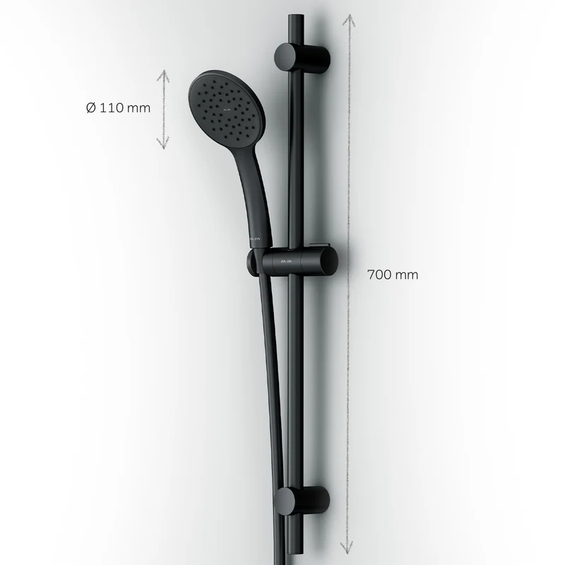 DuschSet Hit Brausegarnitur Stangenbrause-Set, Schwarz – F01TA022