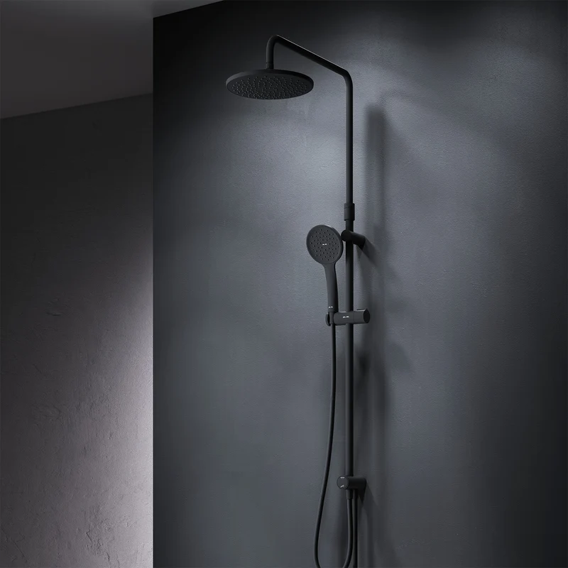 Duschsystem Hit mit Regendusche, Schwarz – F07TA022
