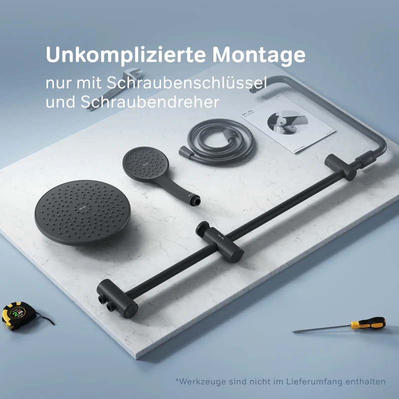Duschsystem Hit mit Regendusche, Schwarz – F07TA022