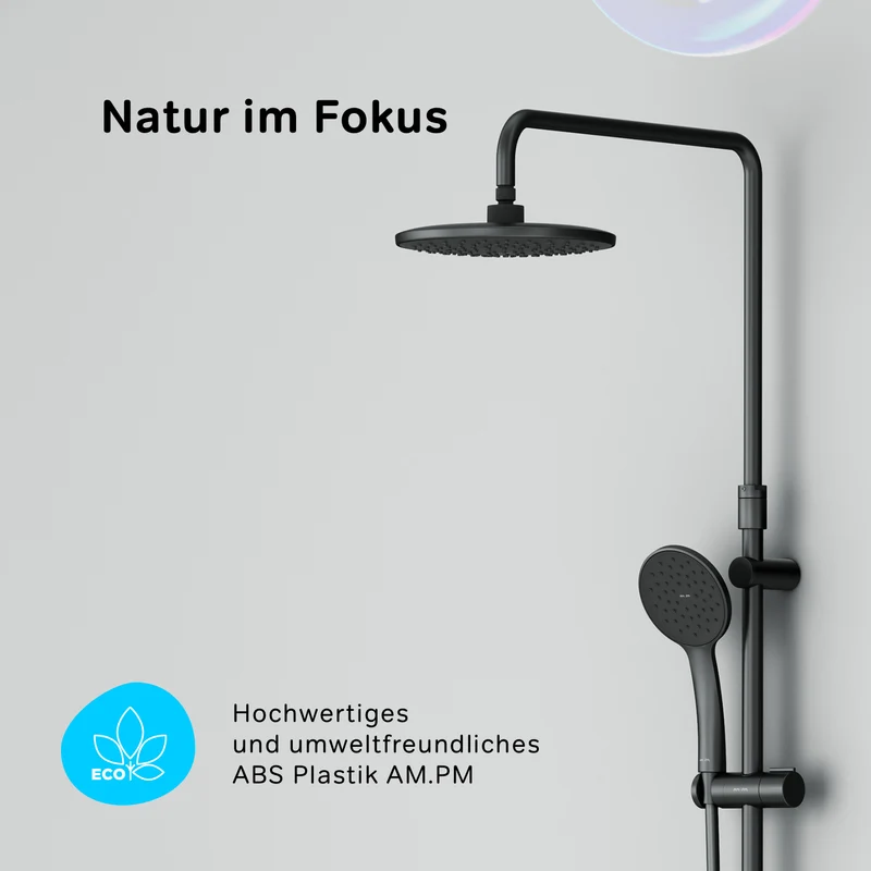 Duschsystem Hit mit Regendusche, Schwarz – F07TA022