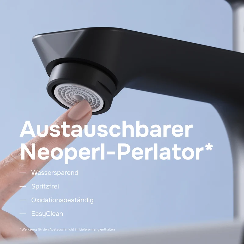 Waschtischarmatur Hit S-Größe mit Klick-Ablaufgarnitur, Schwarz – FTA82122