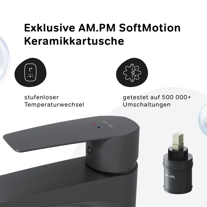 Hohe Waschtischarmatur Gem mit Klick-Ablaufgarnitur, Schwarz – FGA92222