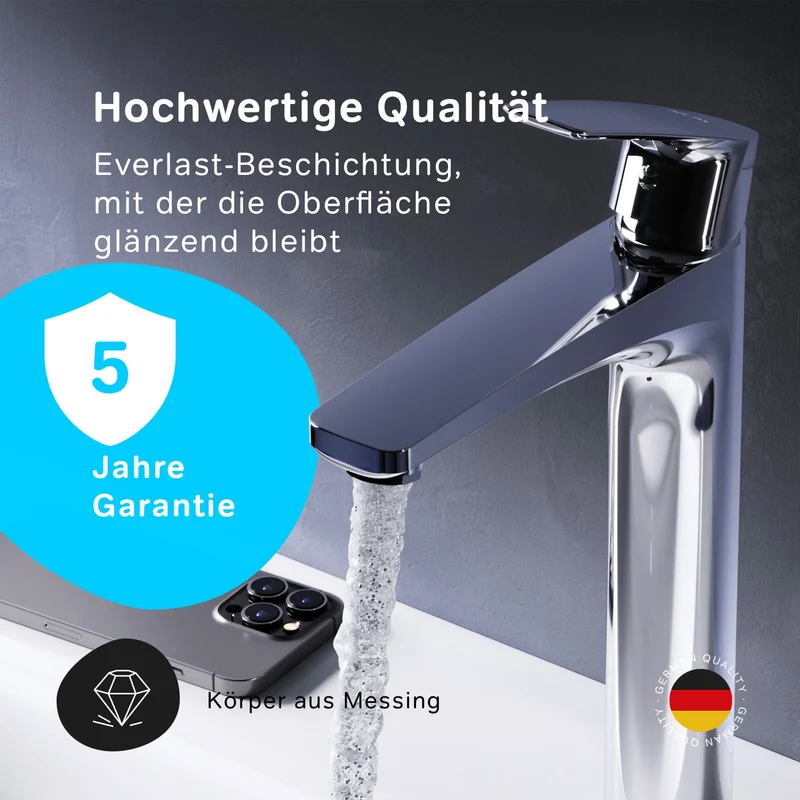 Hohe Waschtischarmatur Gem mit Klick-Ablaufgarnitur – FGA92200