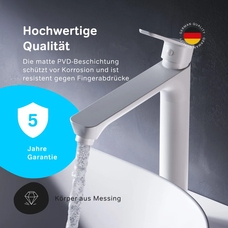 Hohe Waschtischarmatur Hit, Weiß – FTA92033