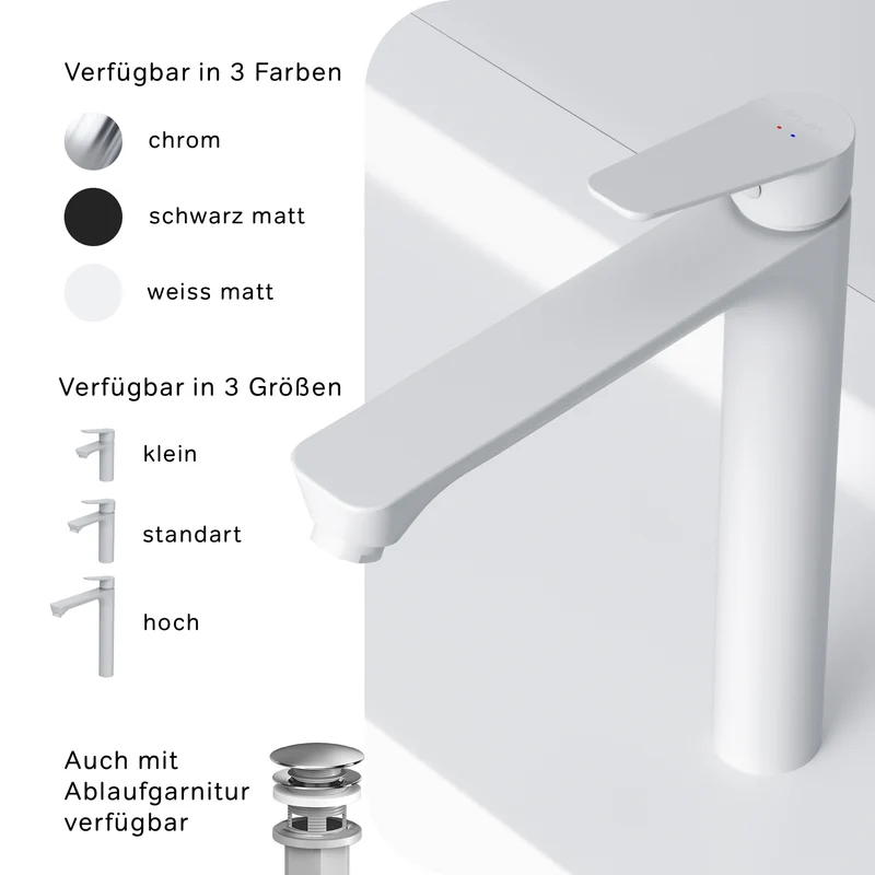 Hohe Waschtischarmatur Hit, Weiß – FTA92033