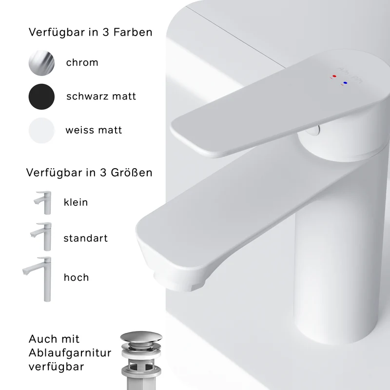 Waschtischarmatur Hit S-Größe, Weiß – FTA02133