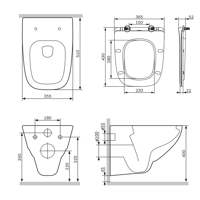 Wand-WC X-Joy FlashClean spülrandlos mit WC-Sitz – CXA1700SC